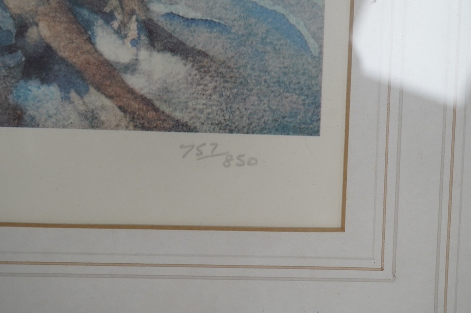 After William Russell Flint (1880-1969), colour print, Beyond the Walls, pencil numbered 757/850, blind-stamped, 52 x 38cm. Condition - fair to good, colours appear muted